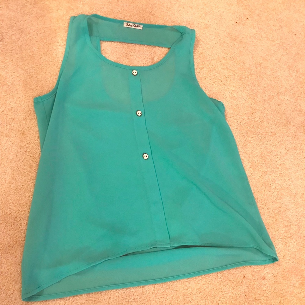 Turquoise High-Low Crop Top